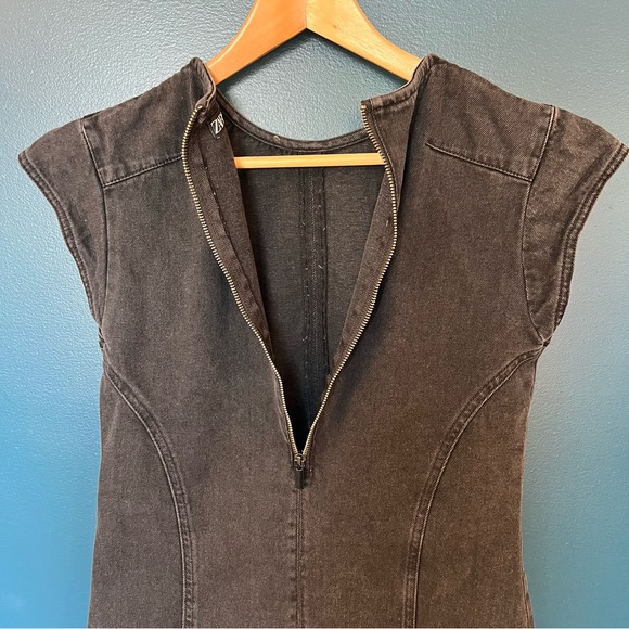 Zara  Black Denim Mini Dress|Medium - Picture 5 of 9